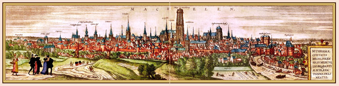 Gezicht op Mechelen 1590 Braun en Hogenberg